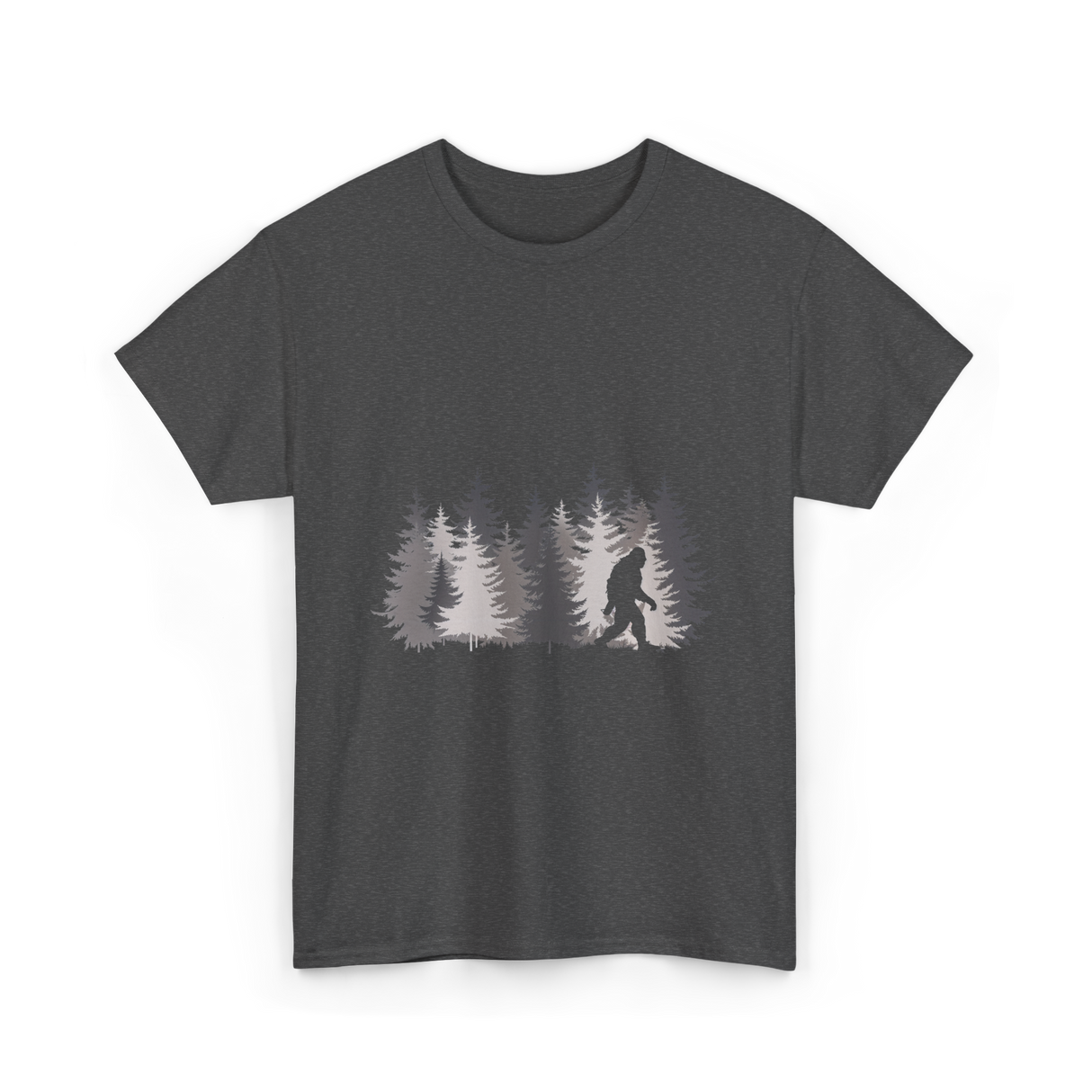 Bigfoot in the Forest Sasquatch T-Shirt - Dark Heather