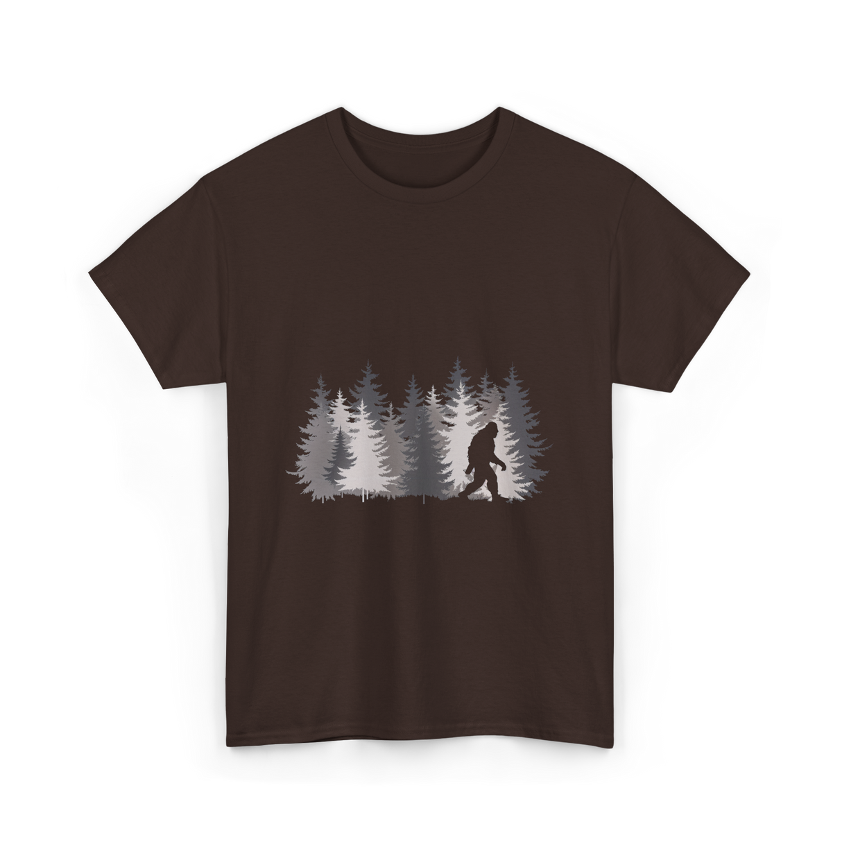 Bigfoot in the Forest Sasquatch T-Shirt - Dark Chocolate