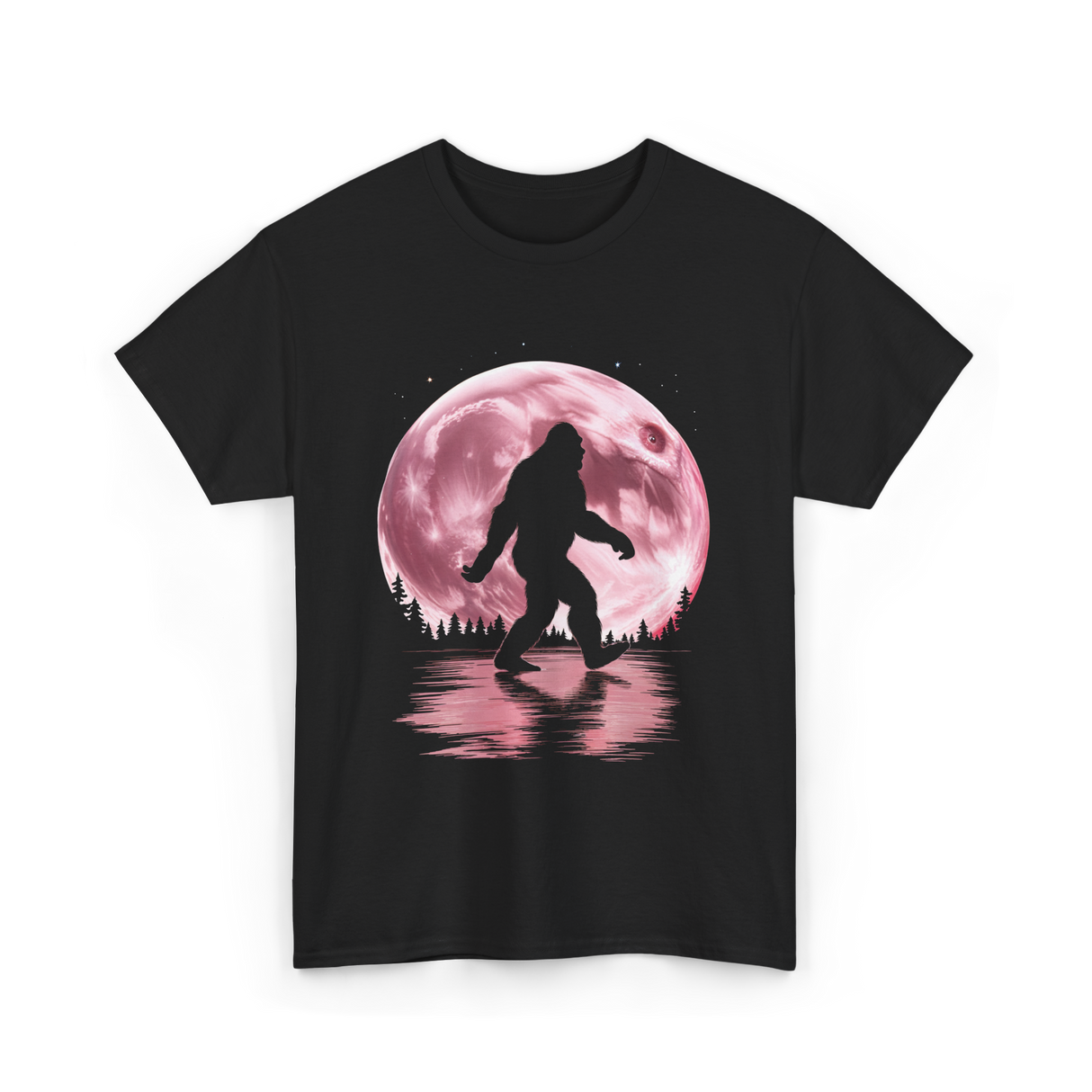 Bigfoot Moon Graphic Sasquatch T-Shirt - Black