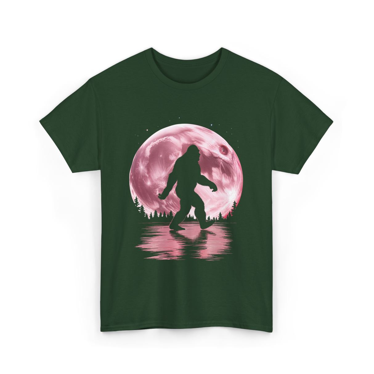 Bigfoot Moon Graphic Sasquatch T-Shirt - Forest Green