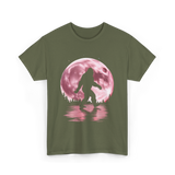 Bigfoot Moon Graphic Sasquatch T-Shirt - Military Green