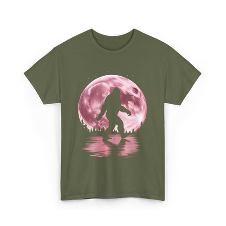 Bigfoot Moon Graphic Sasquatch T-Shirt - Military Green