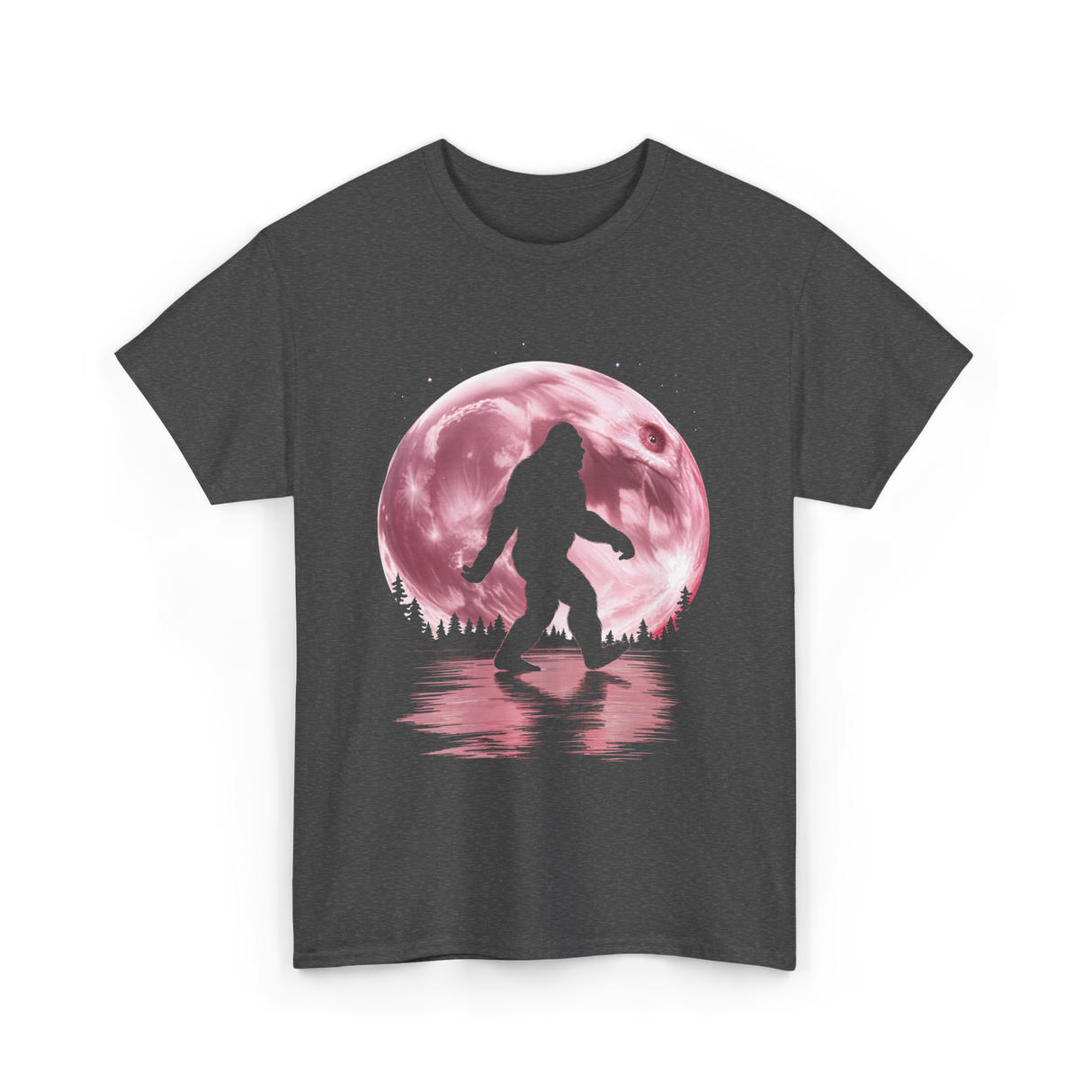 Bigfoot Moon Graphic Sasquatch T-Shirt - Dark Heather