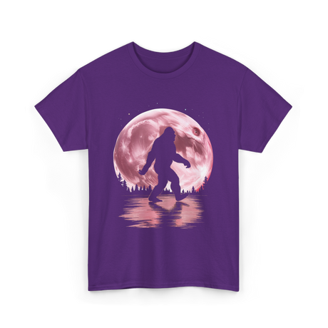 Bigfoot Moon Graphic Sasquatch T-Shirt - Purple