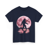 Bigfoot Moon Graphic Sasquatch T-Shirt - Navy