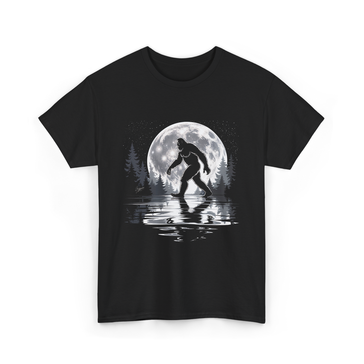 Bigfoot Moon Sasquatch Adventure T-Shirt - Black