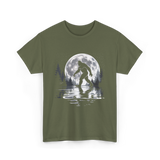 Bigfoot Moon Sasquatch Adventure T-Shirt - Military Green