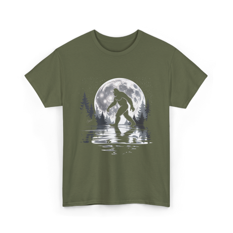 Bigfoot Moon Sasquatch Adventure T-Shirt - Military Green