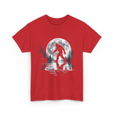 Bigfoot Moon Sasquatch Adventure T-Shirt - Red