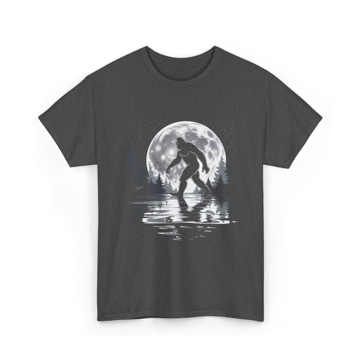 Bigfoot Moon Sasquatch Adventure T-Shirt - Dark Heather