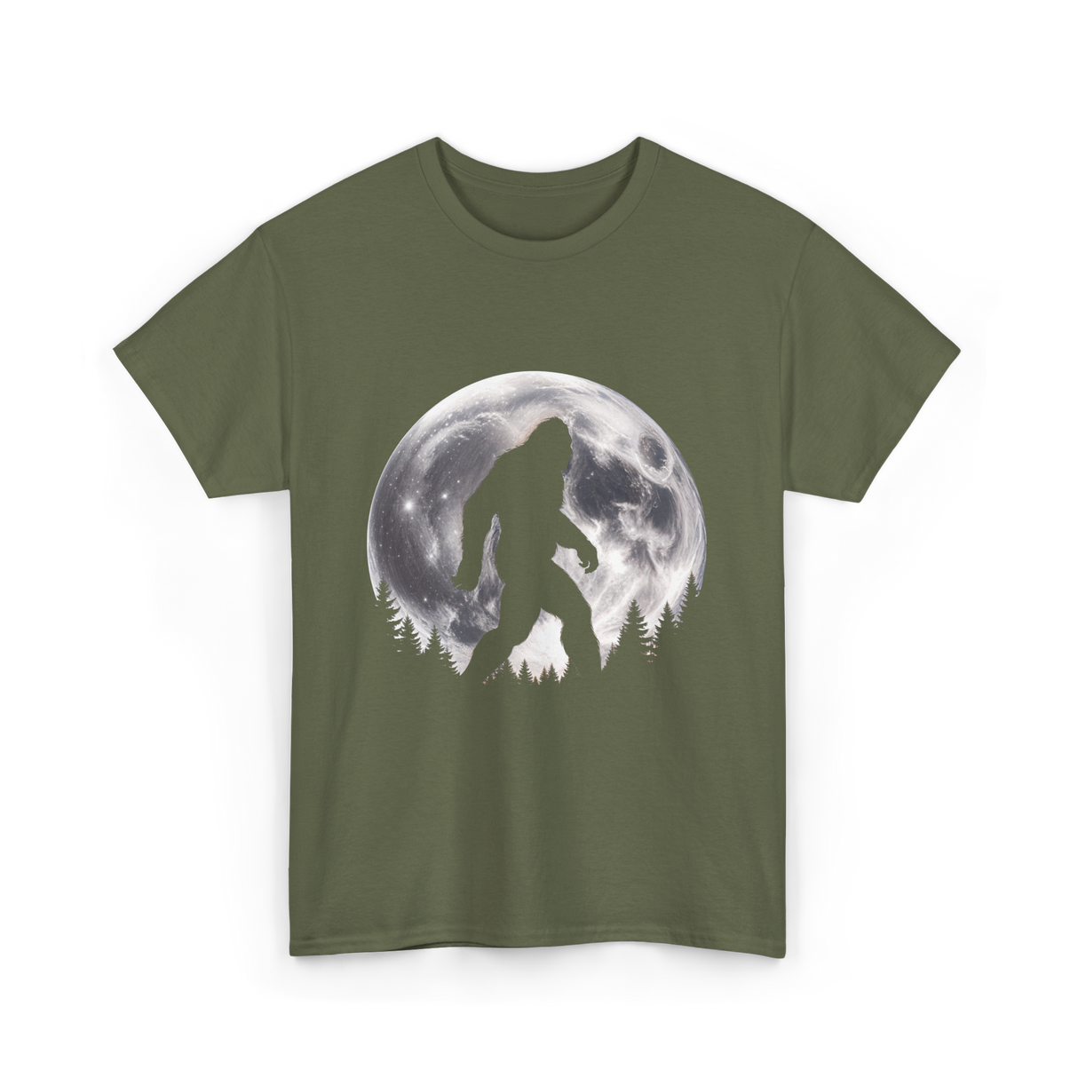 Bigfoot Night Stroll Sasquatch T-Shirt - Military Green