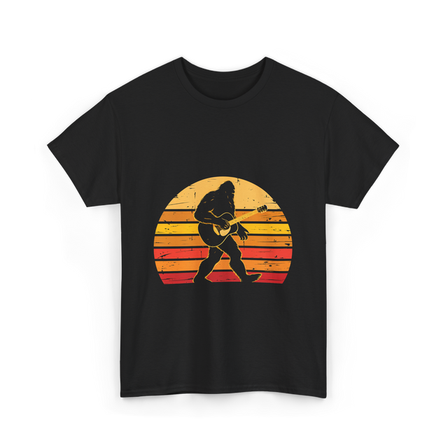 Bigfoot Playing Guitar Music T-Shirt - Black