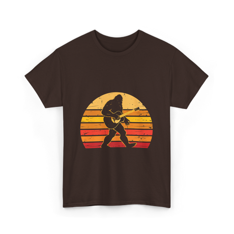 Bigfoot Playing Guitar Music T-Shirt - Dark Chocolate