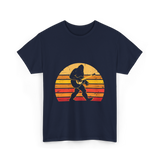 Bigfoot Playing Guitar Music T-Shirt - Navy