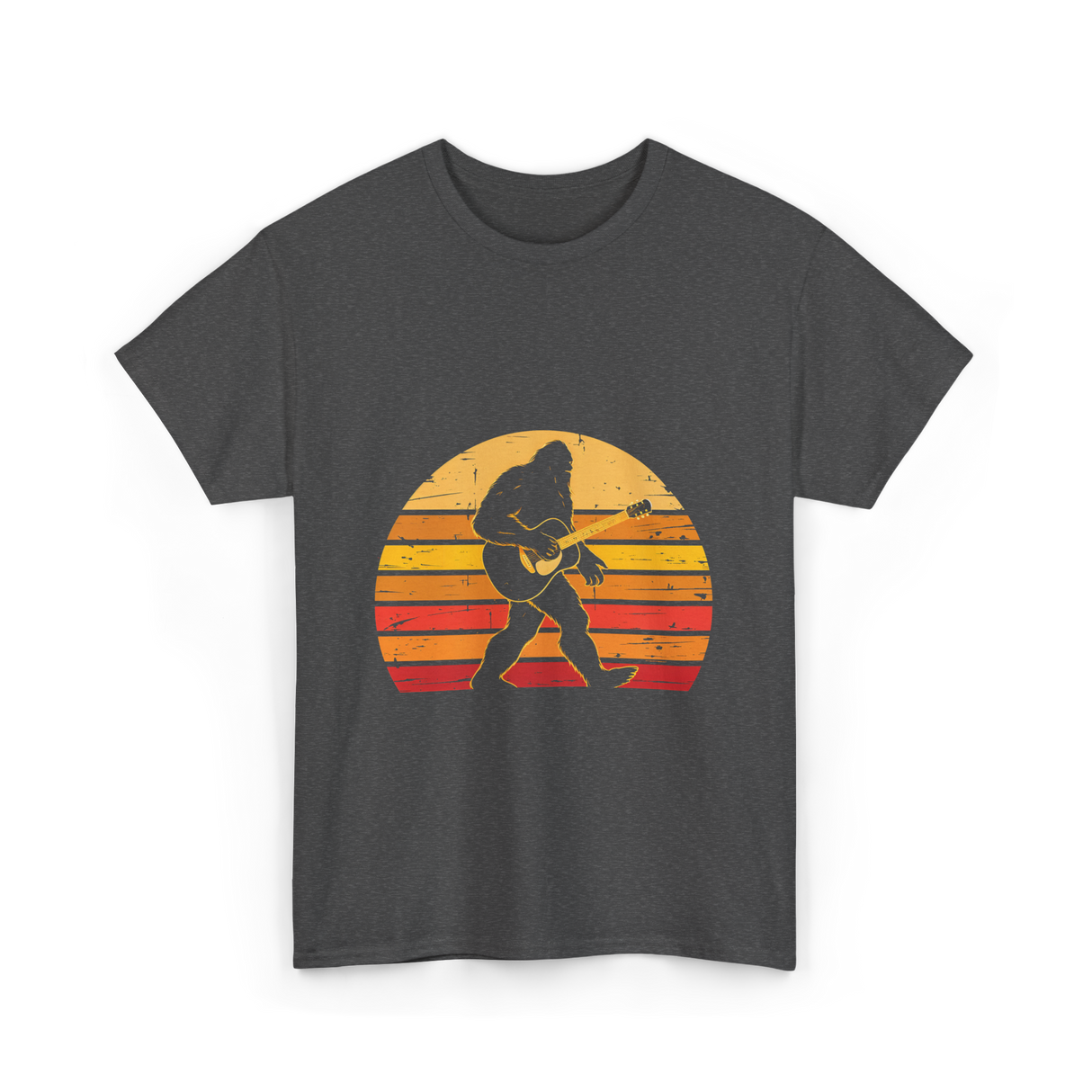 Bigfoot Playing Guitar Music T-Shirt - Dark Heather