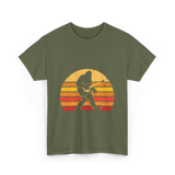 Bigfoot Playing Guitar Music T-Shirt - Military Green