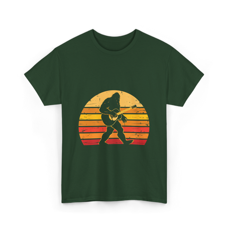 Bigfoot Playing Guitar Music T-Shirt - Forest Green