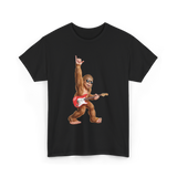 Bigfoot Playing Guitar Sasquatch T-Shirt - Black