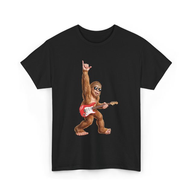 Bigfoot Playing Guitar Sasquatch T-Shirt - Black