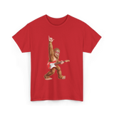 Bigfoot Playing Guitar Sasquatch T-Shirt - Red