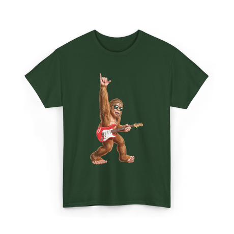 Bigfoot Playing Guitar Sasquatch T-Shirt - Forest Green