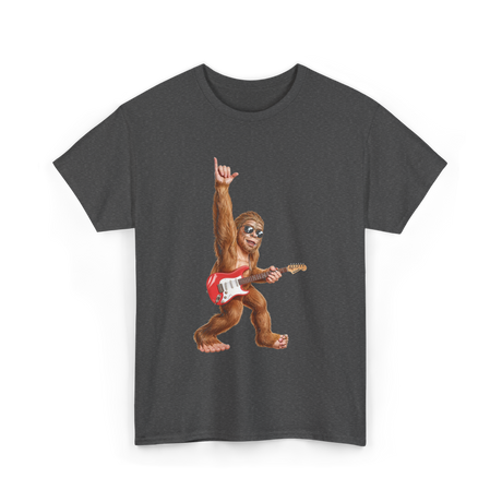 Bigfoot Playing Guitar Sasquatch T-Shirt - Dark Heather