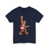 Bigfoot Playing Guitar Sasquatch T-Shirt - Navy