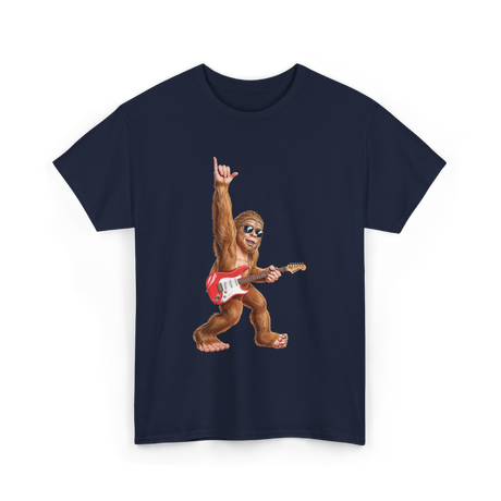 Bigfoot Playing Guitar Sasquatch T-Shirt - Navy