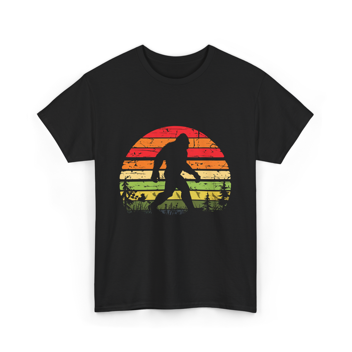 Bigfoot Retro Sasquatch Bigfooting T-Shirt - Black