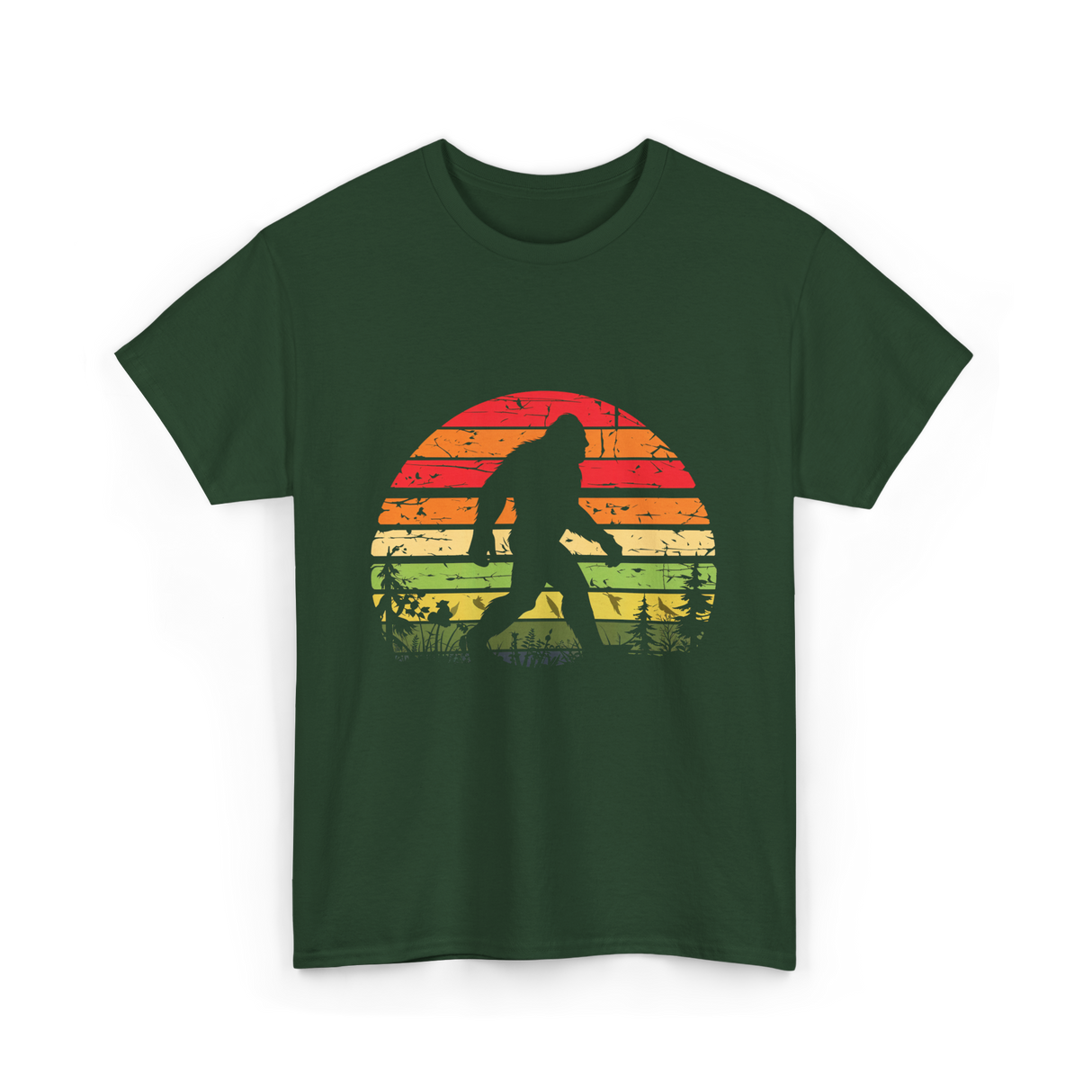 Bigfoot Retro Sasquatch Bigfooting T-Shirt - Forest Green