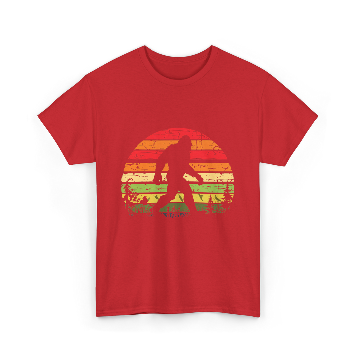 Bigfoot Retro Sasquatch Bigfooting T-Shirt - Red