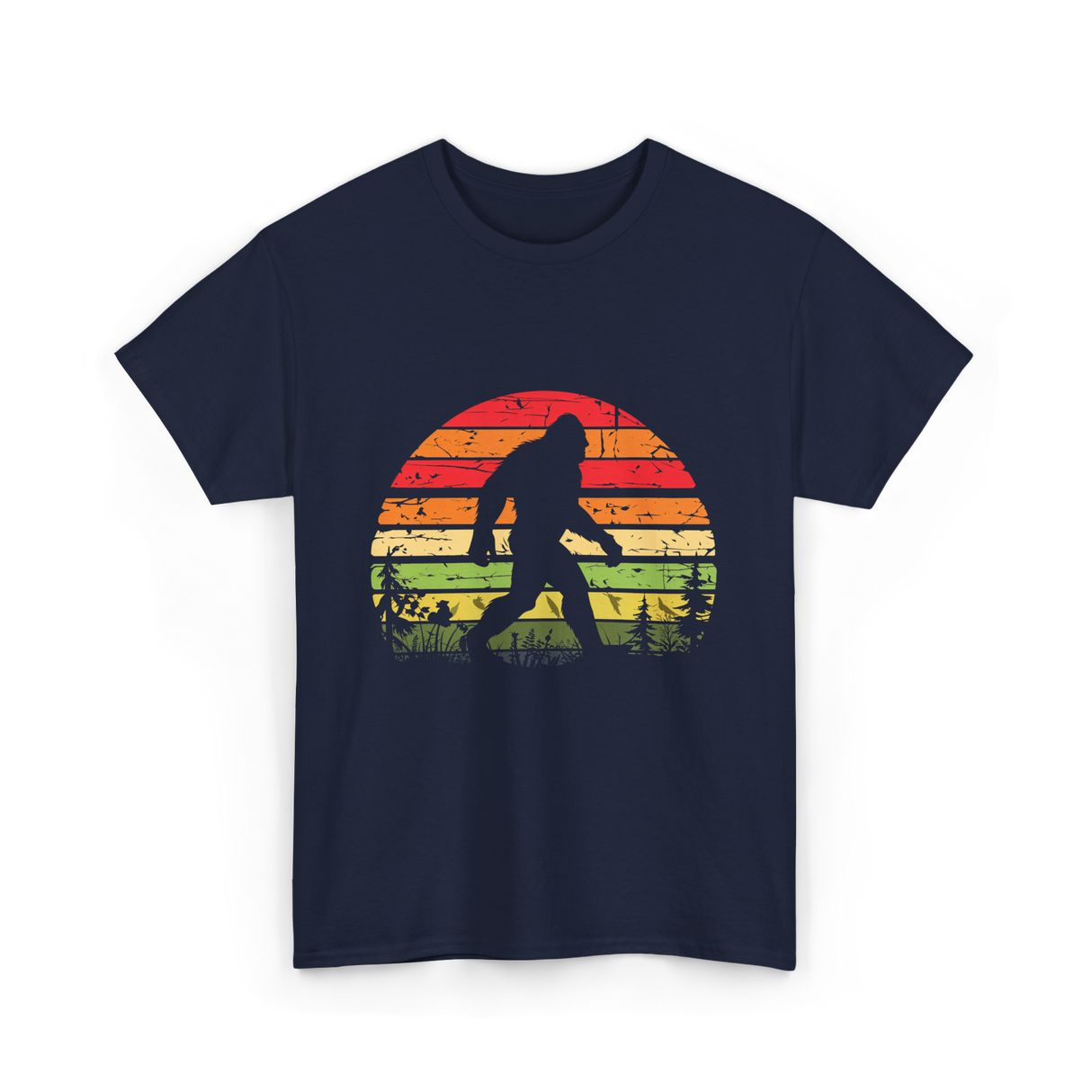 Bigfoot Retro Sasquatch Bigfooting T-Shirt - Navy