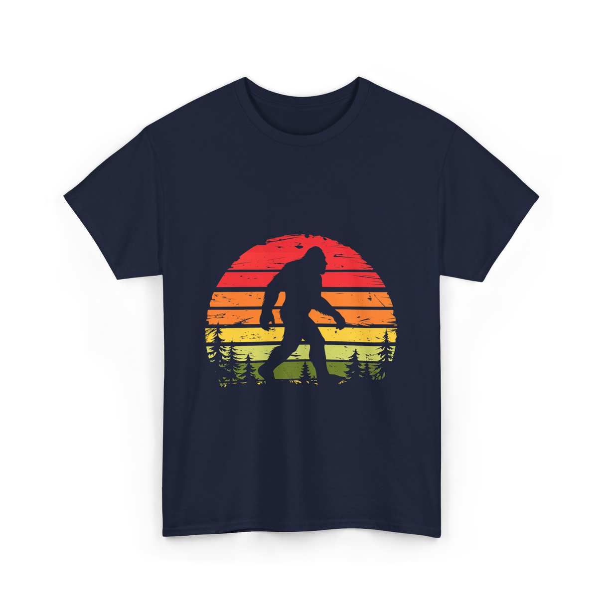 Bigfoot Retro Sasquatch Legend T-Shirt - Navy