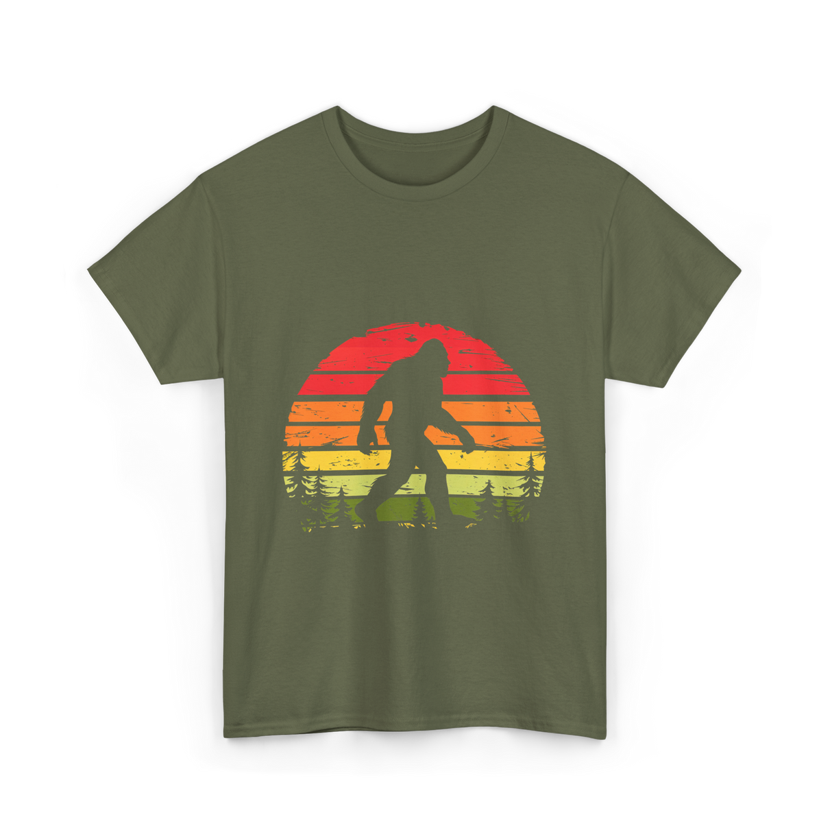 Bigfoot Retro Sasquatch Legend T-Shirt - Military Green