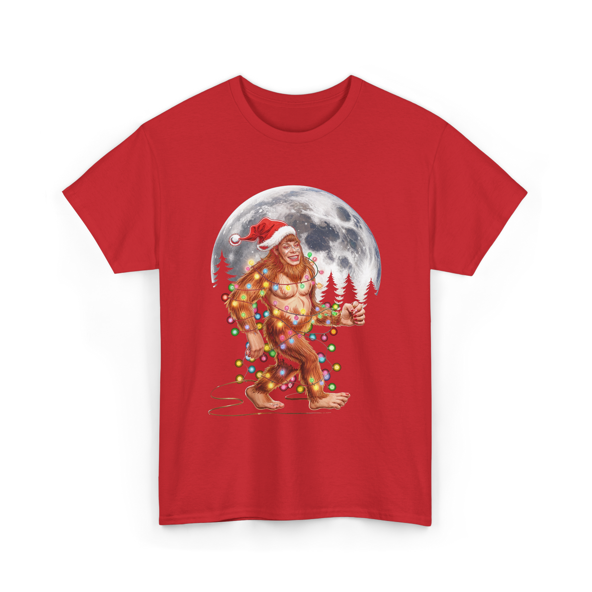 Bigfoot Santa Christmas Sasquatch T-Shirt - Red