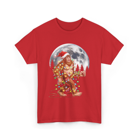 Bigfoot Santa Christmas Sasquatch T-Shirt - Red