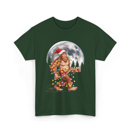 Bigfoot Santa Christmas Sasquatch T-Shirt - Forest Green