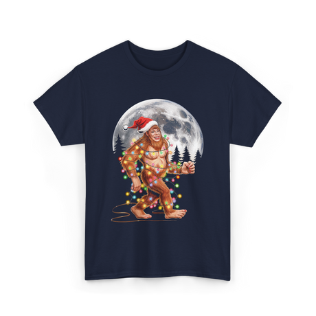 Bigfoot Santa Christmas Sasquatch T-Shirt - Navy