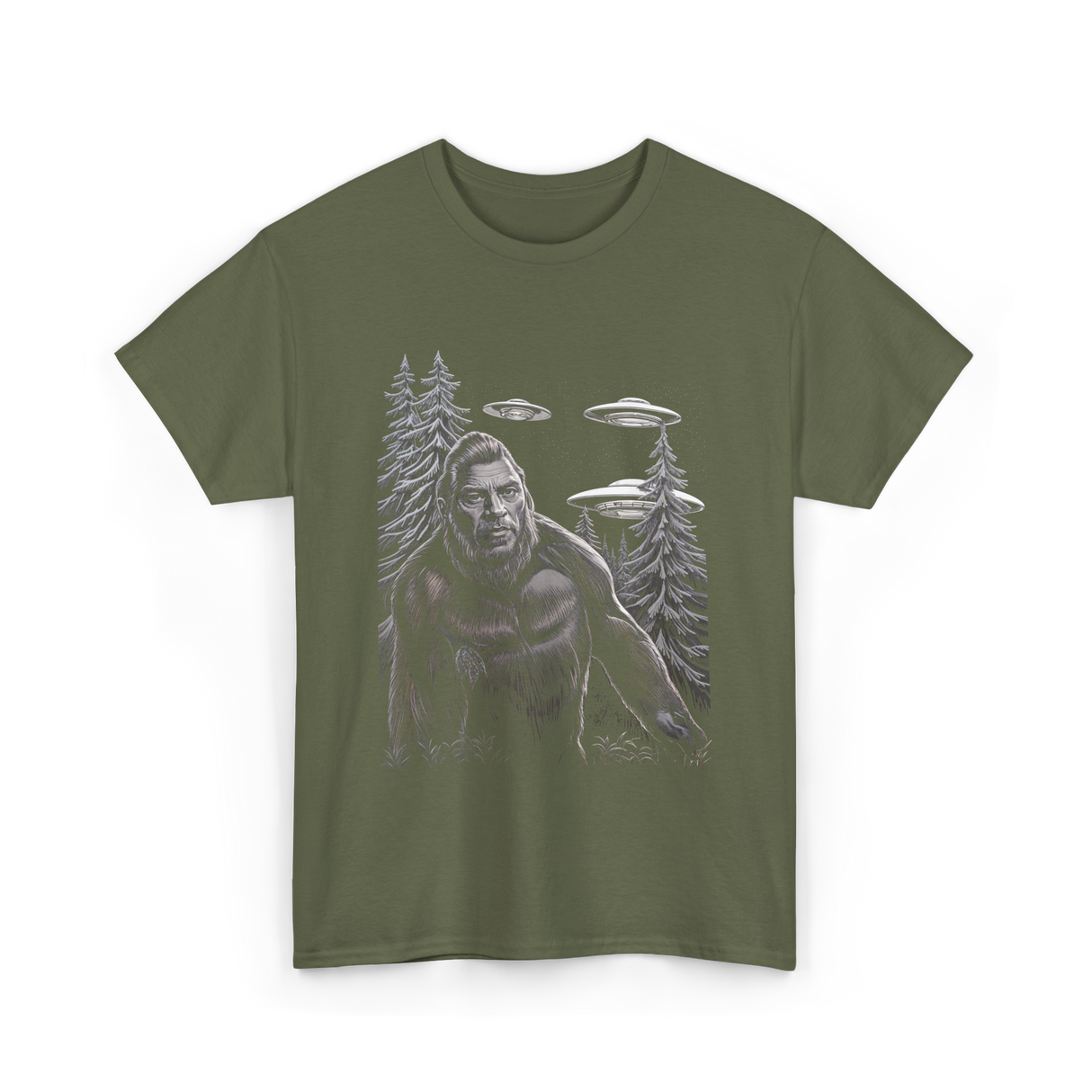 Bigfoot Sasquatch T-Shirt - Military Green