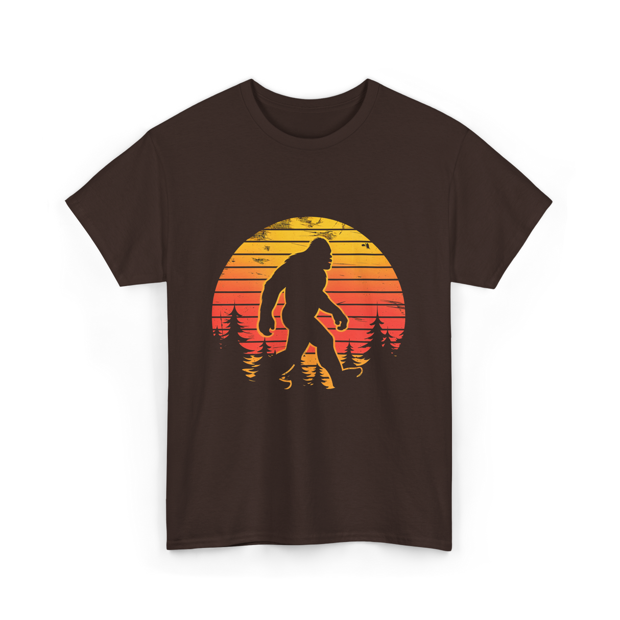 Bigfoot Silhouette Sasquatch Adventure T-Shirt - Dark Chocolate