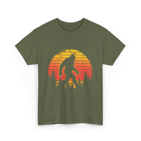 Bigfoot Silhouette Sasquatch Adventure T-Shirt - Military Green