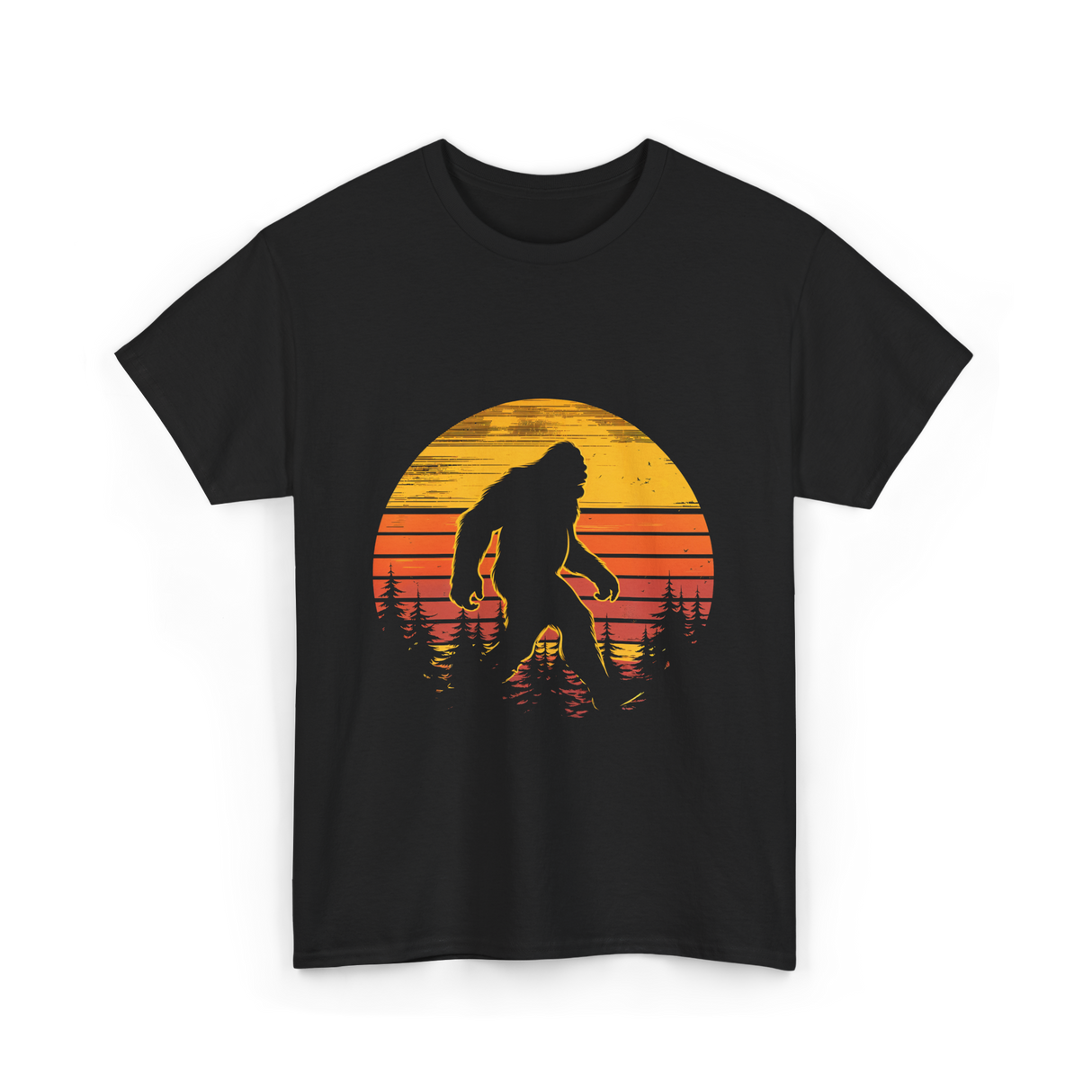 Bigfoot Silhouette Sasquatch Nature T-Shirt - Black