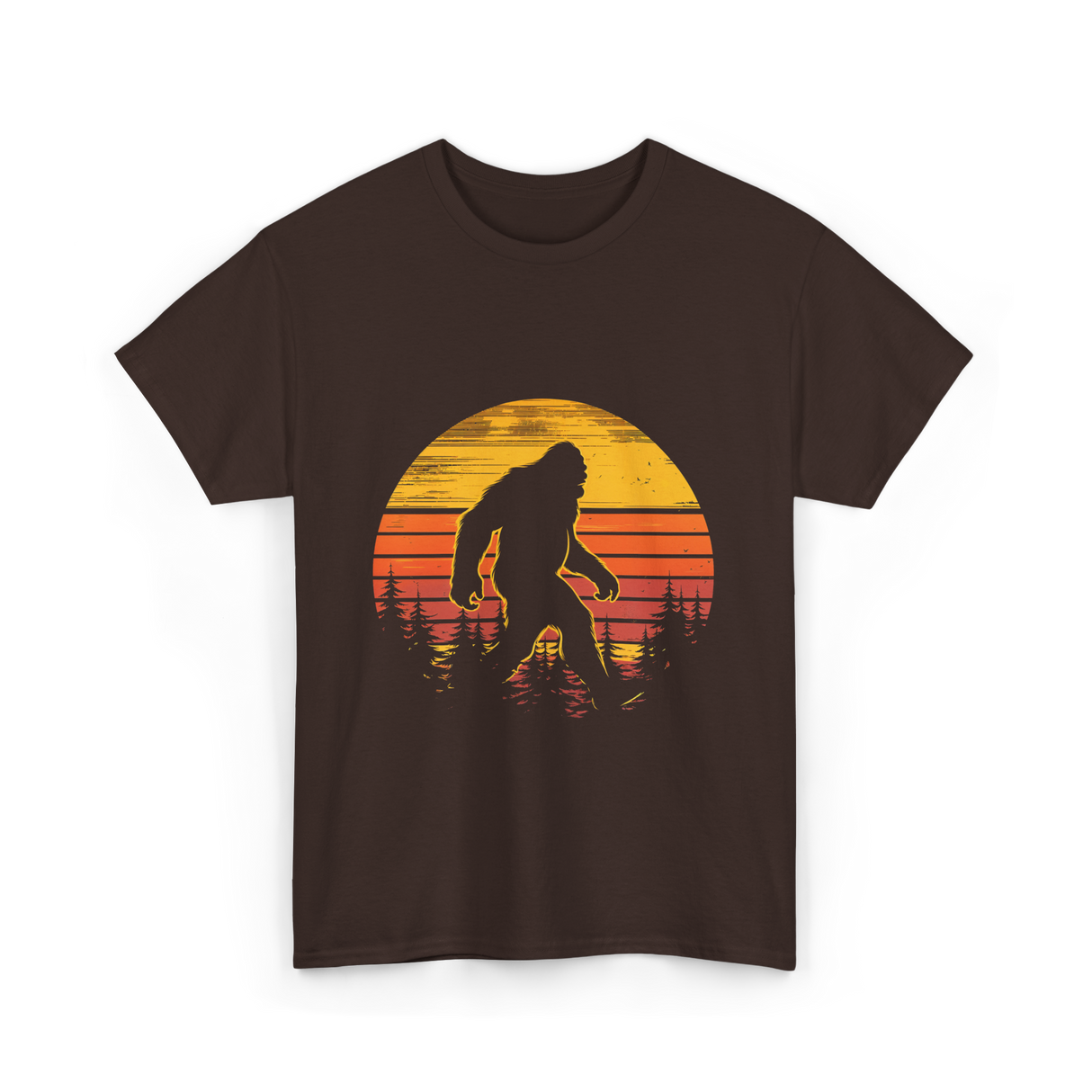 Bigfoot Silhouette Sasquatch Nature T-Shirt - Dark Chocolate