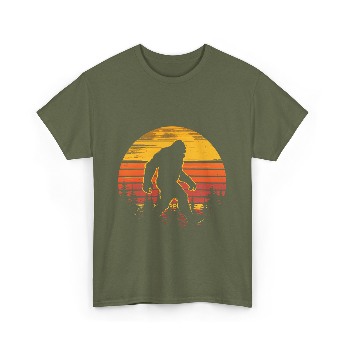 Bigfoot Silhouette Sasquatch Nature T-Shirt - Military Green