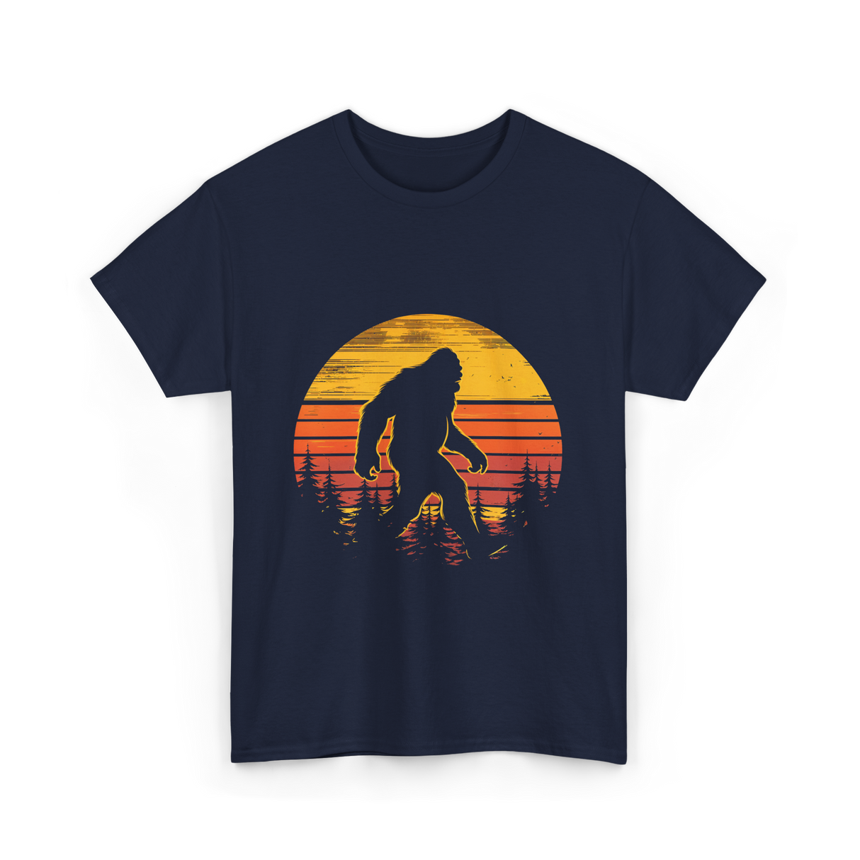 Bigfoot Silhouette Sasquatch Nature T-Shirt - Navy