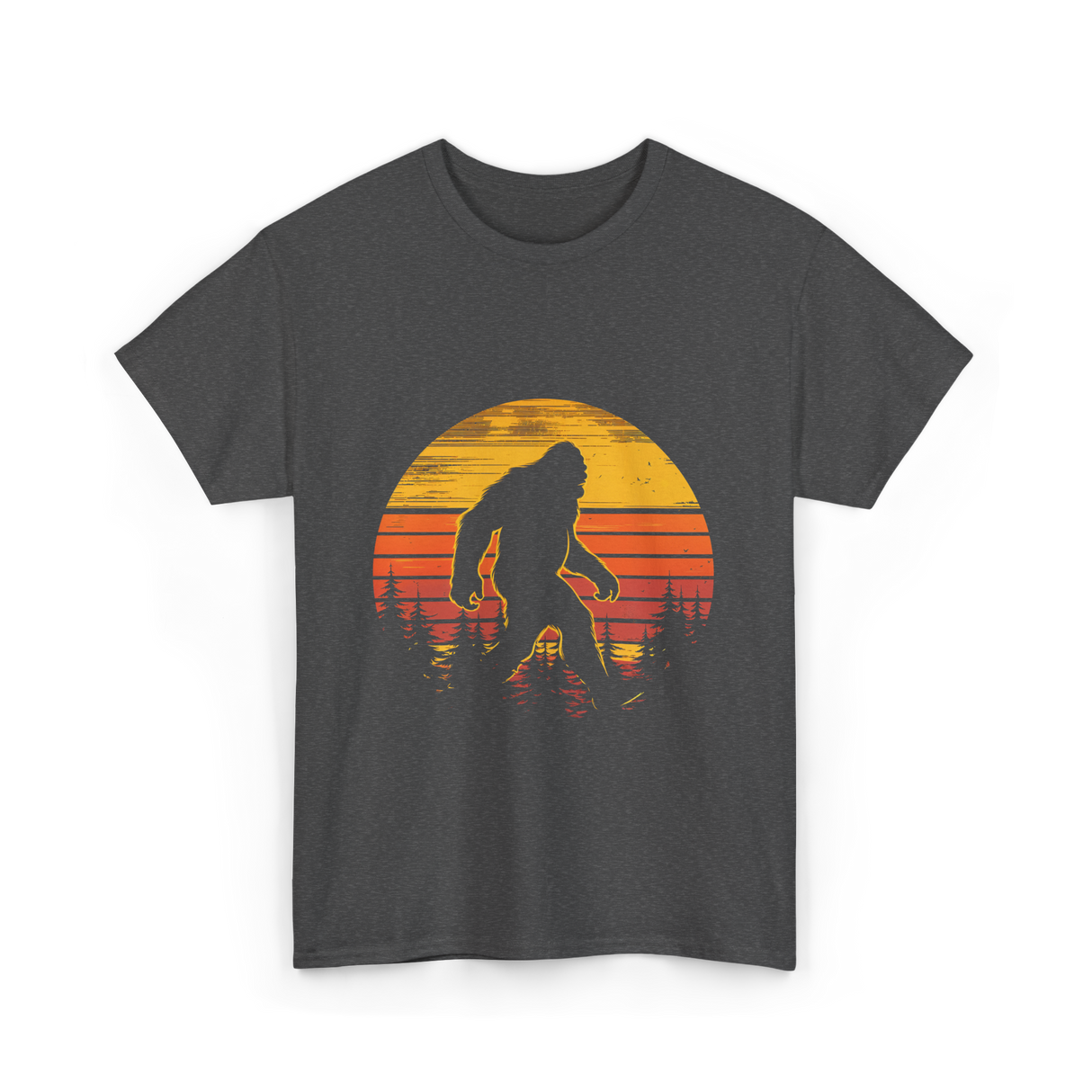 Bigfoot Silhouette Sasquatch Nature T-Shirt - Dark Heather