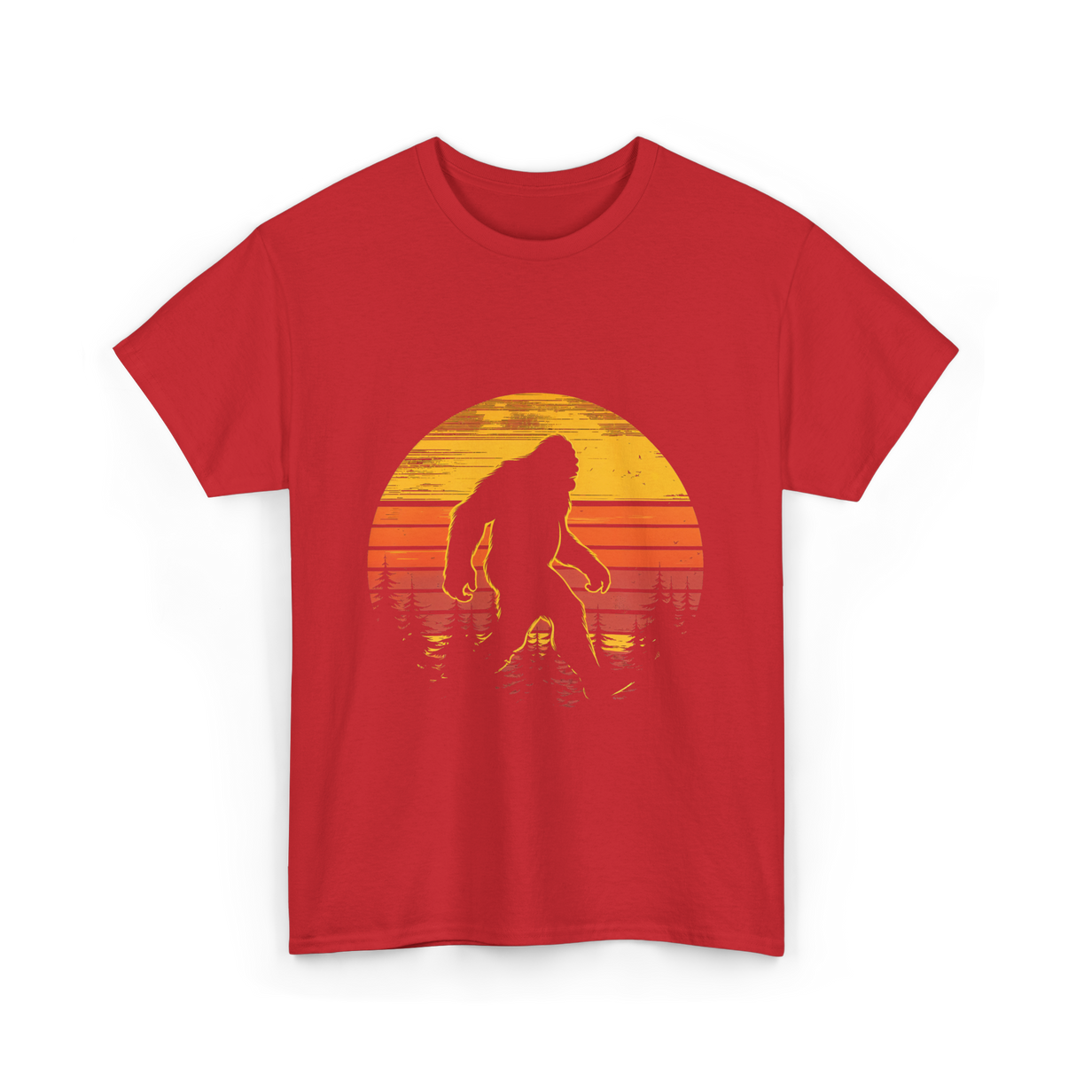 Bigfoot Silhouette Sasquatch Nature T-Shirt - Red