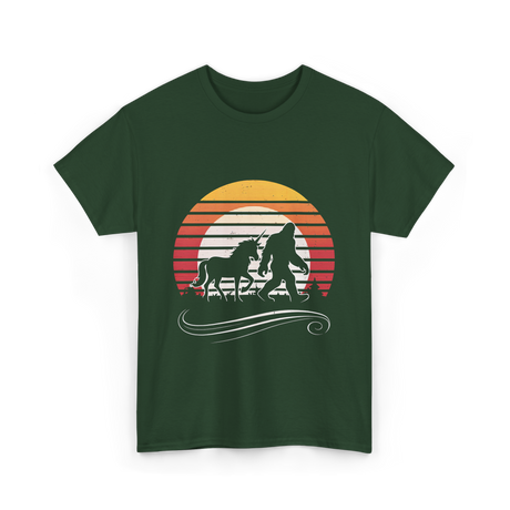 Bigfoot Unicorn Legends Mythical T-Shirt - Forest Green