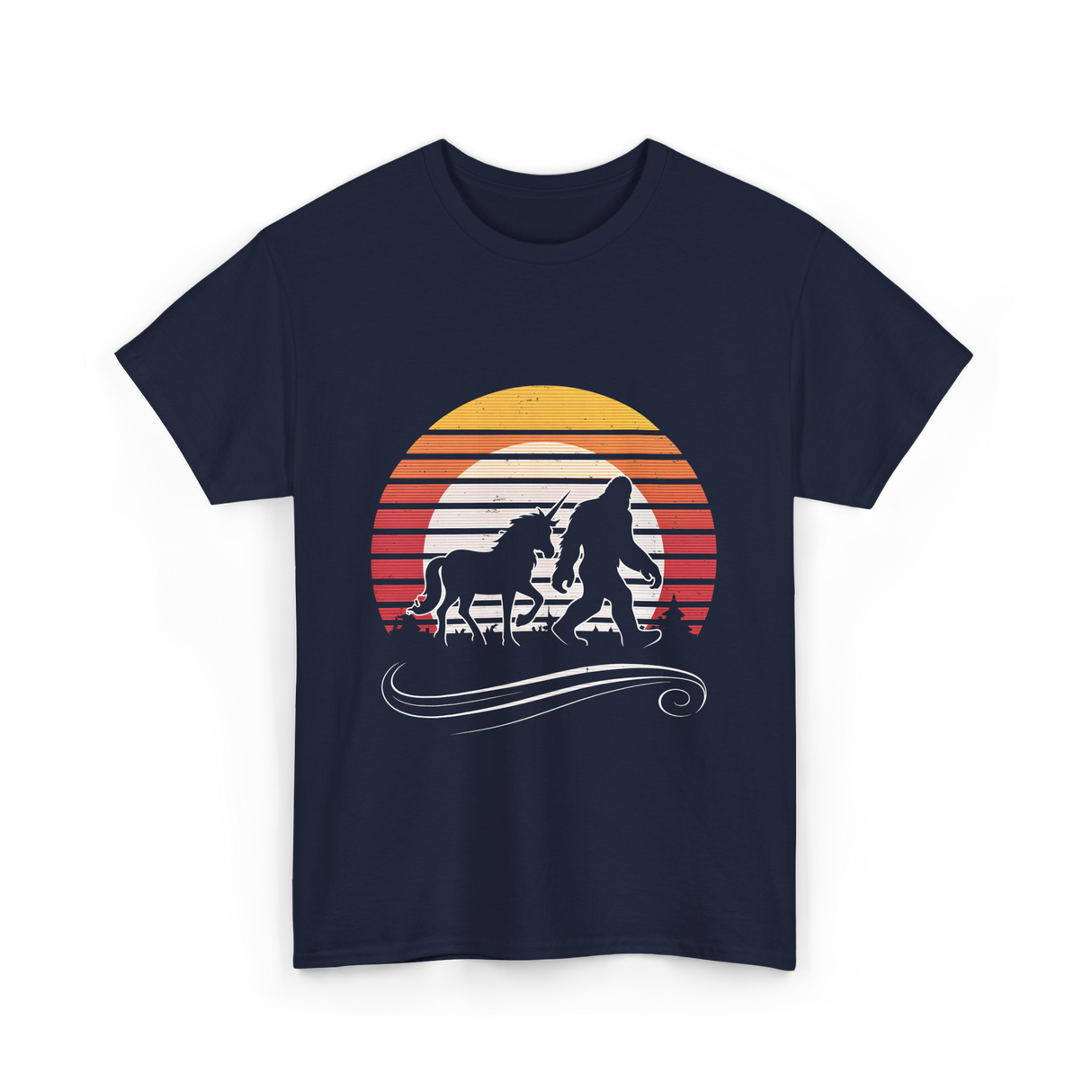 Bigfoot Unicorn Legends Mythical T-Shirt - Navy