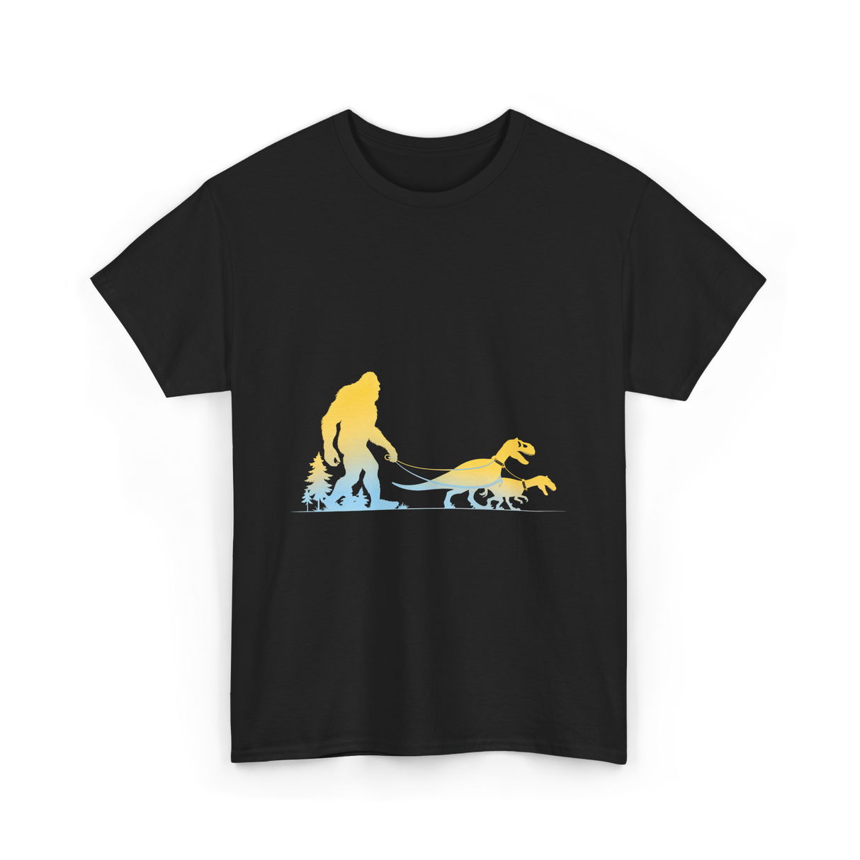 Bigfoot Walking Dinosaurs Sasquatch T-Shirt - Black